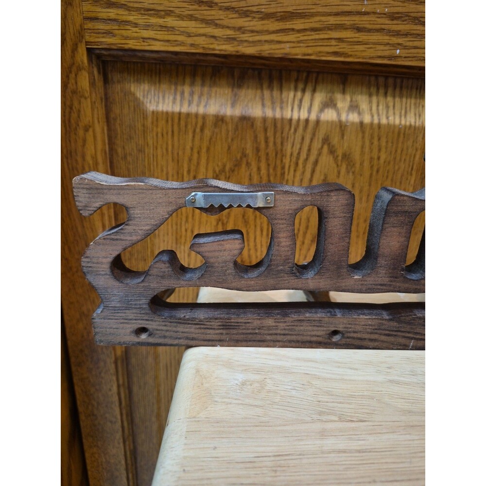 Vintage Wood Coffee Mugs 4 Peg Wall Rack Mug Cup Holder Kitchen Decor 23"×4" - Picture 11 of 13